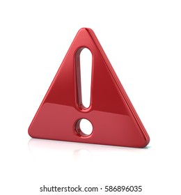 3d Illustration Of Red Exclamation Danger Sign Isolated On White Background