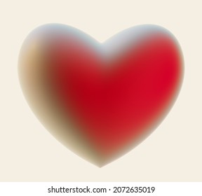 3d illustration of red heart with bright reflections isolated in light yellow