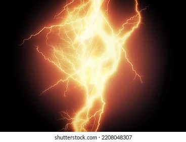 3d Illustration Of Red Lightning Bolt Glowing In The Dark