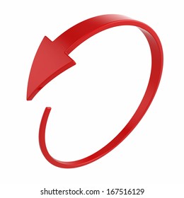 3d Illustration Of Red Round Arrow On White Background