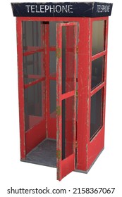 3d Illustration Of A Red Vintage Telephone Booth