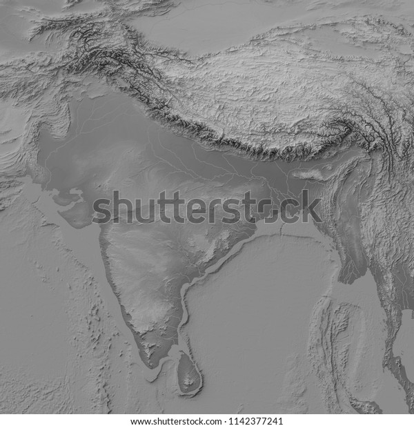 3d Illustration Relief Map India Himalayas Stock Illustration ...