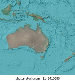 3d Illustration Relief Map Oceania Stock Illustration 1142410685