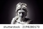 3D illustration of a Renaissance marble statue of Athena, Goddess of wisdom,  who was also the god of war and strategy, one of the Twelve Olympus in ancient Greek mythology.
