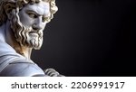 3D illustration of a Renaissance marble statue of Heracles. He is the God of strength and heroes, Heracles in Greek mythology, known as Hercules in Roman mythology.