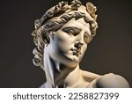 3D illustration of a Renaissance marble statue of Apollo, Apollo has been recognized as a god of archery, music and dance, truth and prophecy, healing and diseases, the Sun and light, poetry, and more