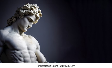 3D Illustration Of A Renaissance Marble Statue Of Apollo, God Of Sunlight, Who Was Also The God Of The Music And Arts, One Of The Twelve Olympus In Ancient Greek Mythology.