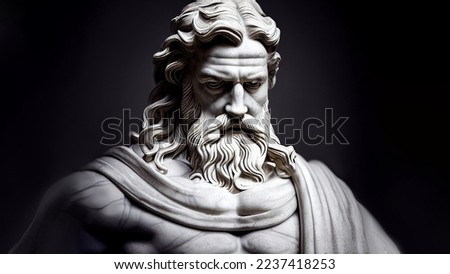 3D illustration of a Renaissance marble statue of Zeus, king of the gods, who was also the god of the sky and thunder. Zeus in Greek mythology is known as Jupiter in Roman mythology. Stock photo © 