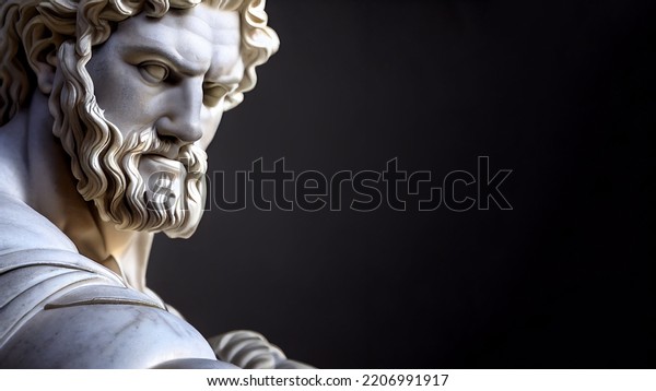 3D illustration of a\
Renaissance marble statue of Heracles. He is the God of strength\
and heroes, Heracles in Greek mythology, known as Hercules in Roman\
mythology.