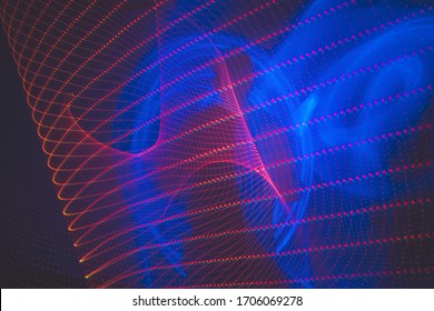 3D Illustration Or 3D Render. Abstract Image Made With Lightpainting. Colored Lights On Black Background. Human Silhoutte. Vibrant Colors In Abstract Pattern.