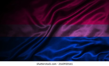 3D Illustration Render Of The Bisexual Flag On A Waving Texture And A Light Source Illuminating The Flag.
