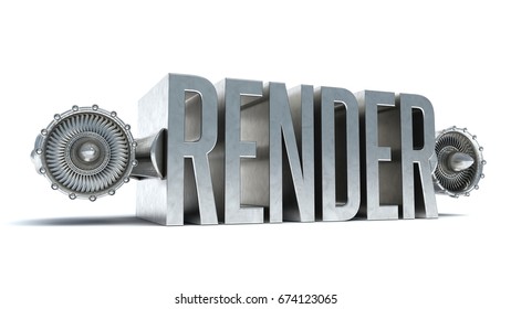 3D illustration of render text with two engines