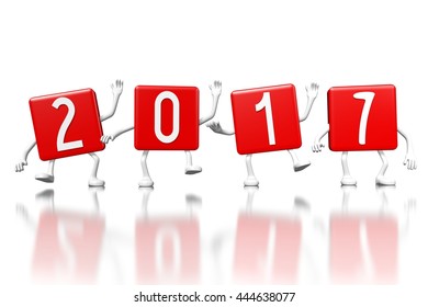 3D illustration/ 3D rendering - 2017 New Year concept