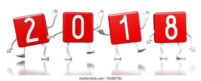 3D illustration/ 3D rendering - 2018 New Year illustration
