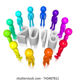3D illustration/ 3D rendering - 2018 New Year illustration