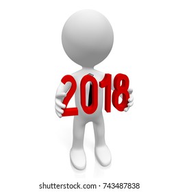 3D illustration/ 3D rendering - 2018 New Year illustration
