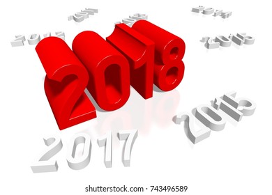 3D illustration/ 3D rendering - 2018 New Year illustration