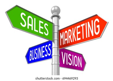 3D illustration/ 3D rendering - business concept, colorful signpost - 