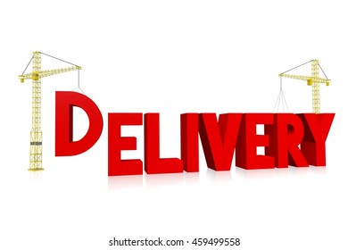 3D illustration/ 3D rendering - crane concept - delivery.