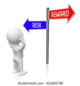 3D illustration/ 3D rendering - crossroads concept - risk and reward