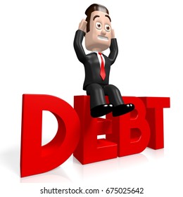 3D illustration/ 3D rendering - debt concept