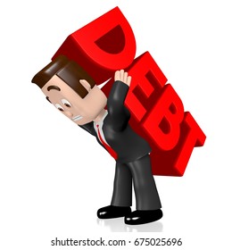 3D illustration/ 3D rendering - debt concept