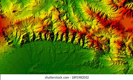 3D Illustration or rendering Digital Elevation Model (DEM) of Mountain Ridge, Central Java, Indonesia. This product made by ArcGIS. It can be used for wallpaper or background remote sensing