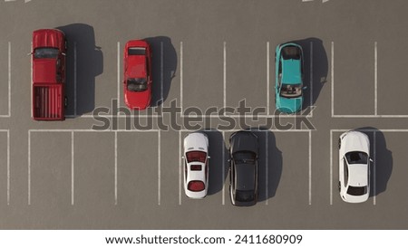 3D illustration Rendering. Empty parking lots, aerial view.