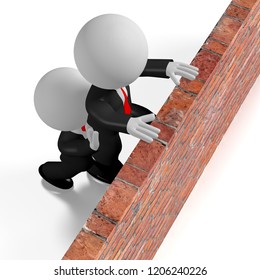 3D illustration/ 3D rendering - Helping getting over the wall concept