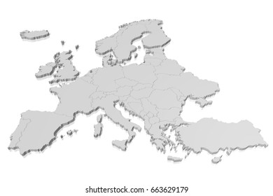 3D Illustration/ 3D Rendering - Map Of Europe