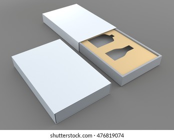 3D Illustration, 3D Rendering Mock Up White And Brown Packaging For Perfume Or Liquor In Isolated Background With Work Paths, Clipping Paths Included.