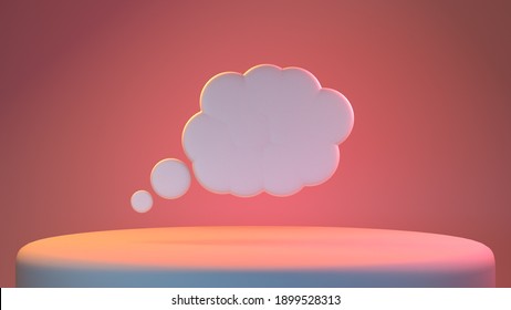 3d illustration, 3d rendering. Platform and background with thinking balloon. paper style.