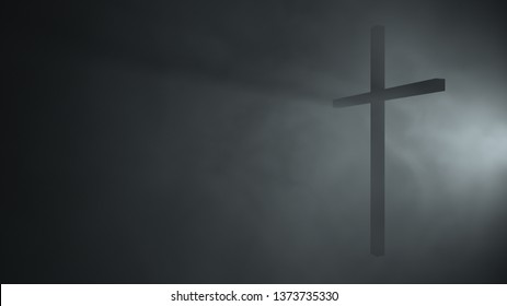 White Light Cross On Black Wall Stock Photo (Edit Now) 441194656