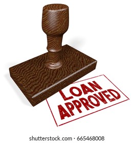 3D illustration/ 3D rendering - rubber stamp - loan approved