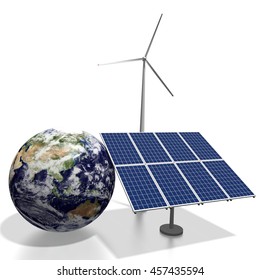 3D illustration/ 3d rendering - solar energy concept. Elements of this image furnished by NASA.