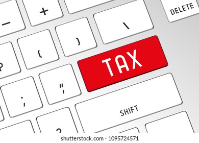 3D illustration/ 3D rendering - Tax - computer keyboard