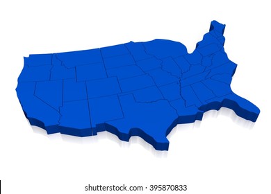 3D illustration/ 3D rendering - USA map (United States of America) - states border.