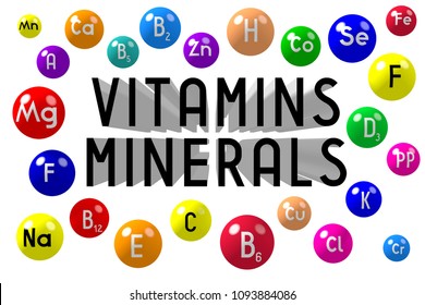 3D Illustration/ 3D Rendering - Vitamins And Minerals Concept