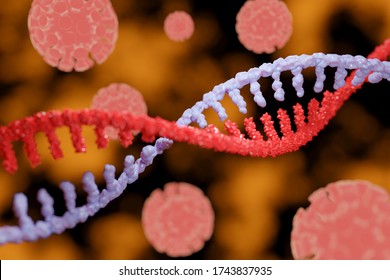 3D Illustration Of Replication Of RNA With Virus RNA