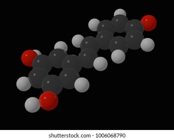 3D Illustration Of Resveratrol Molecule, Famous Anti-aging And Nutritional Supplement Found In Red Wine And Pine Tree Bark. Isolated On Black.