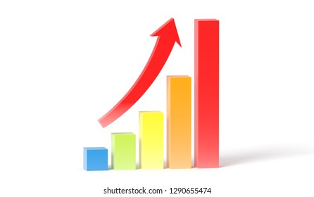 3d Illustration Rising Chart Stock Illustration 1290660775