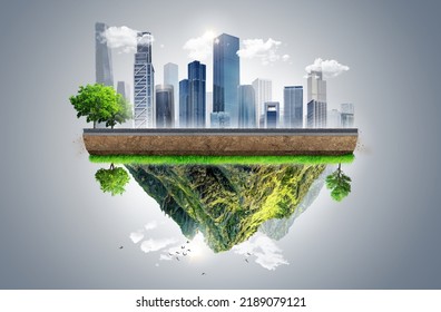 3d Illustration Of Road With Grass Advertisement, City Skyline Road And Highway Isolated Ads Piece Of Green Land Isolated, Creative Travel And Tourism Off-road Design Trees. 