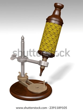 3d illustration of Robert Hooke's microscope