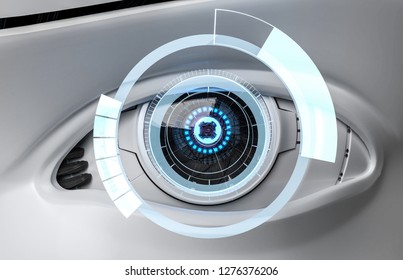 3D Illustration Robot Eye Zoom