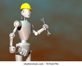 3d illustration of a robot worker