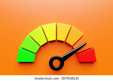 3d Illustration Round Control Panel Icon. High Risk Concept On  Spedometer. Credit Rating Scale