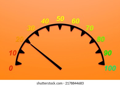 3d Illustration Round Control Panel Icon.Low  Risk Concept On  Spedometer. Credit Rating Scale
