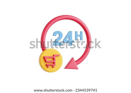 3D illustration of round-the-clock support with a clock icon