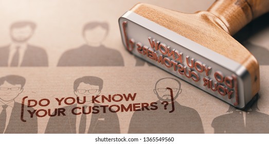 3D Illustration Of A Rubber Stamp With The Phrase Do You Know Your Customers ? KYC Or CDD Customer Due Diligence Concept.