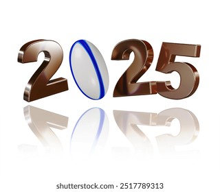 3D illustration of Rugby ball 2025 Design with a White Background - Powered by Shutterstock